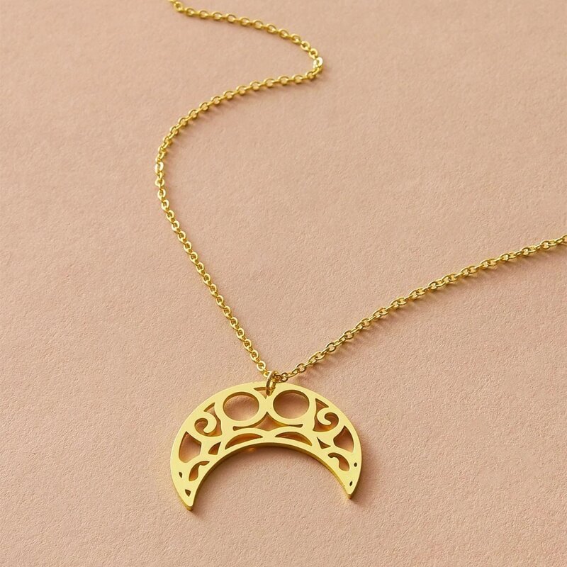 

1pc Moon Pendant Chain Necklace, Gold