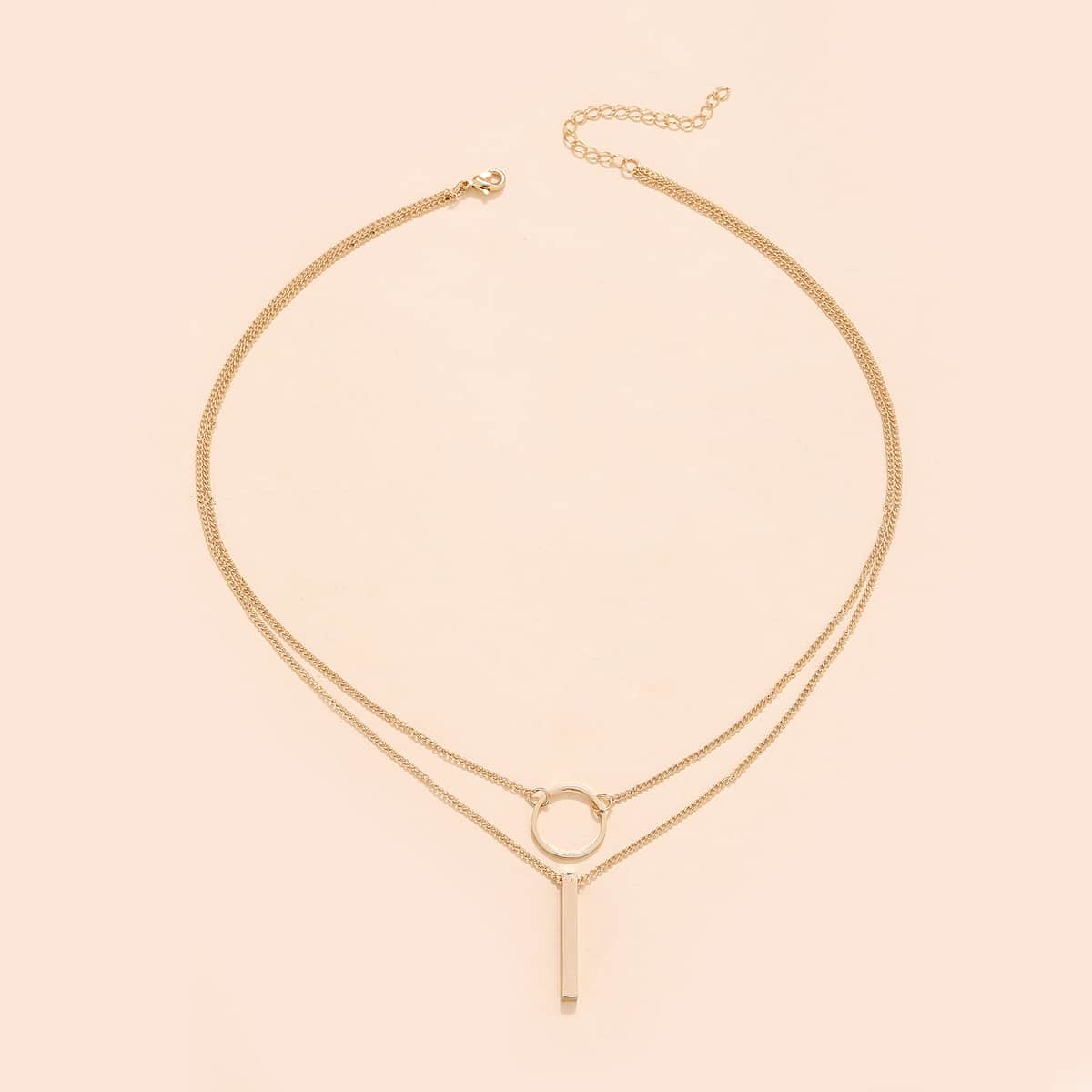

1pc Bar Pendant Chain Necklace, Gold