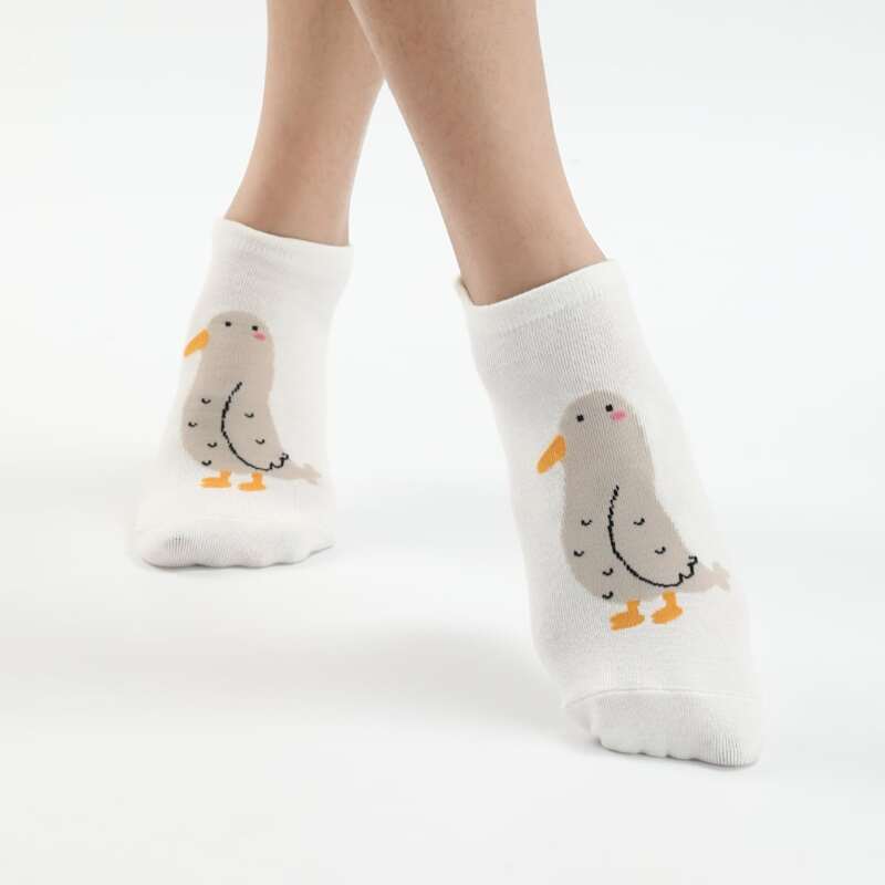 

Cartoon Duck Ankle Socks, White