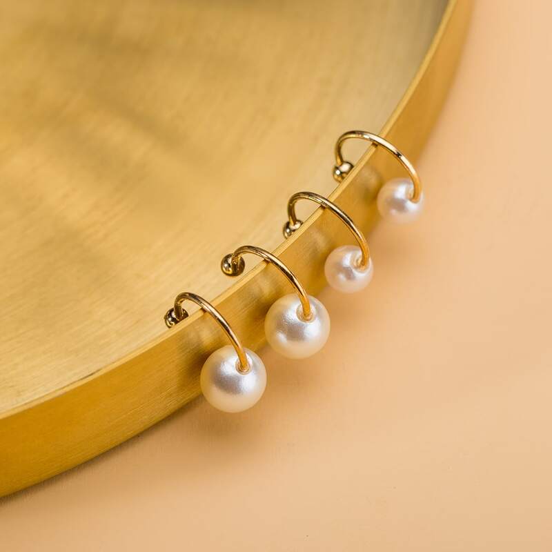 

4pcs Faux Pearl Ear Cuff, White