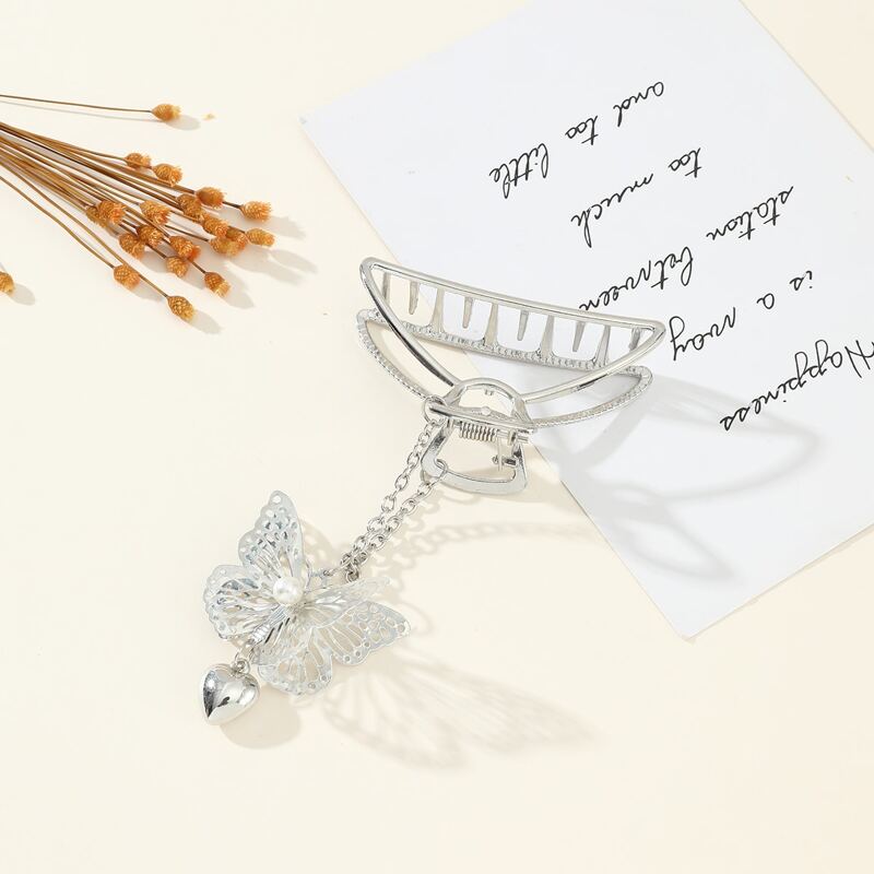 

Butterfly Pendant Hair Claw, Silver