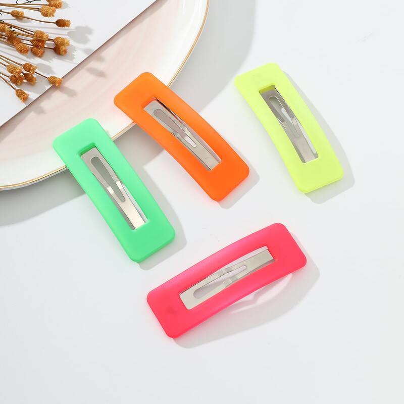 

4pcs Square Hair Clip, Multicolor