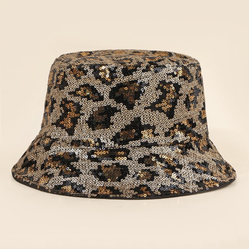 

Leopard Sequin Bucket Hat, Multicolor