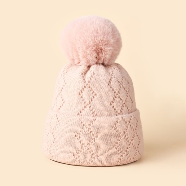 

Pom-pom Decor Beanie, Baby pink