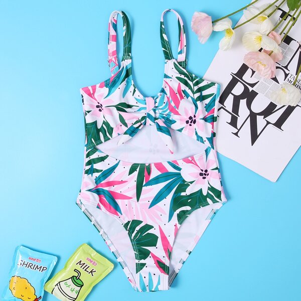 

Girls Floral & Tropical One Piece Swimsuit, Multicolor