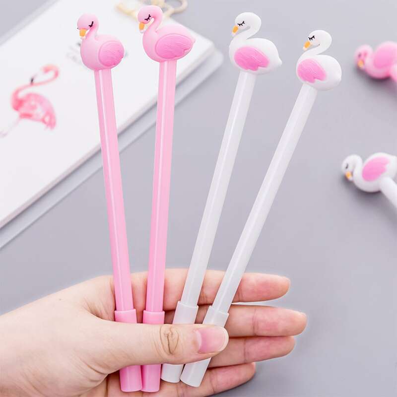 

4pcs Random Swan Decor Gel Pen, Black