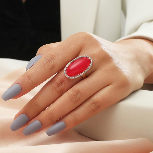 

Gemstone Decor Ring, Red