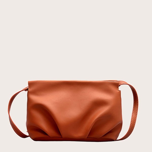

Minimalist Plain Ruched Bag, Brown