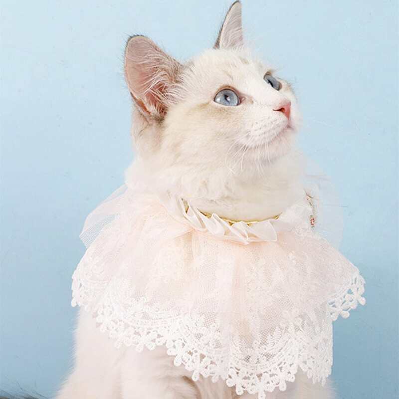 

Faux Pearl Decor Contrast Mesh Pet Bandana, Coral pink