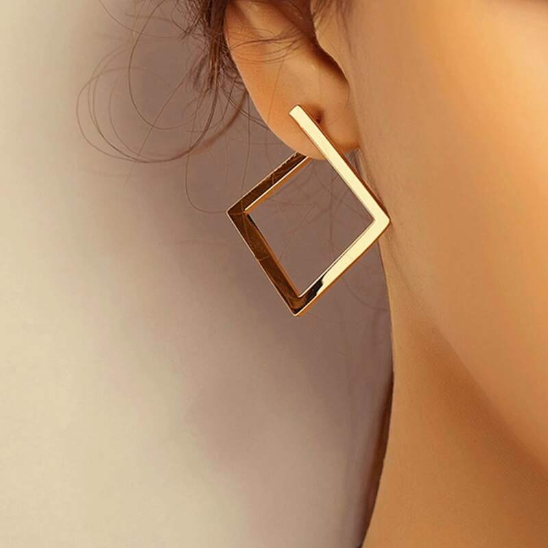 

Minimalist Square Drop Earrings, Gold