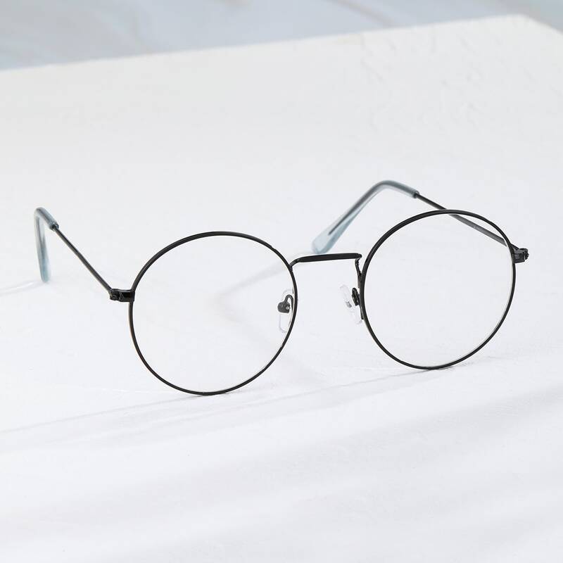 

Guys Metal Round Frame Glasses, Black