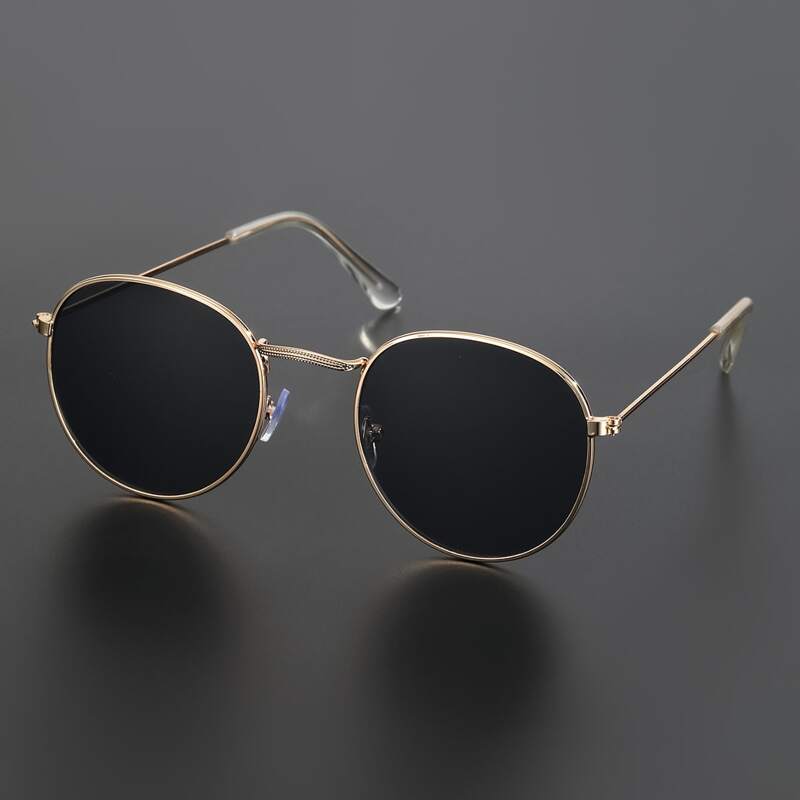 

Guys Metal Round Frame Sunglasses, Black
