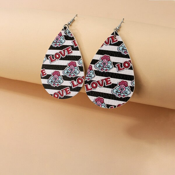 

Letter Graphic Water Drop Earrings, Multicolor