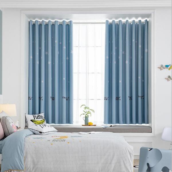 

Star Print Single Panel Curtain, Blue