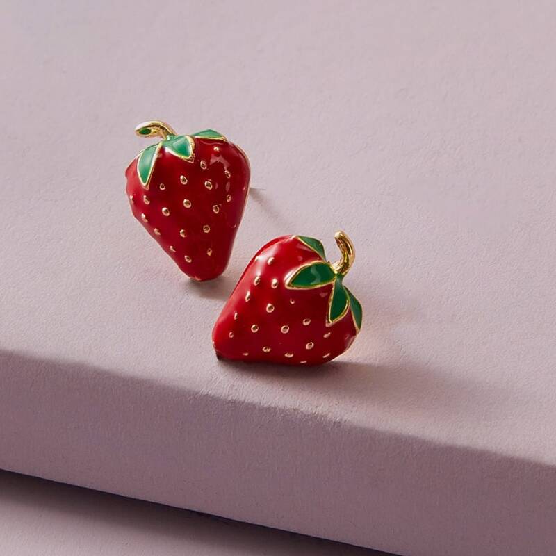 

Strawberry Stud Earrings, Red