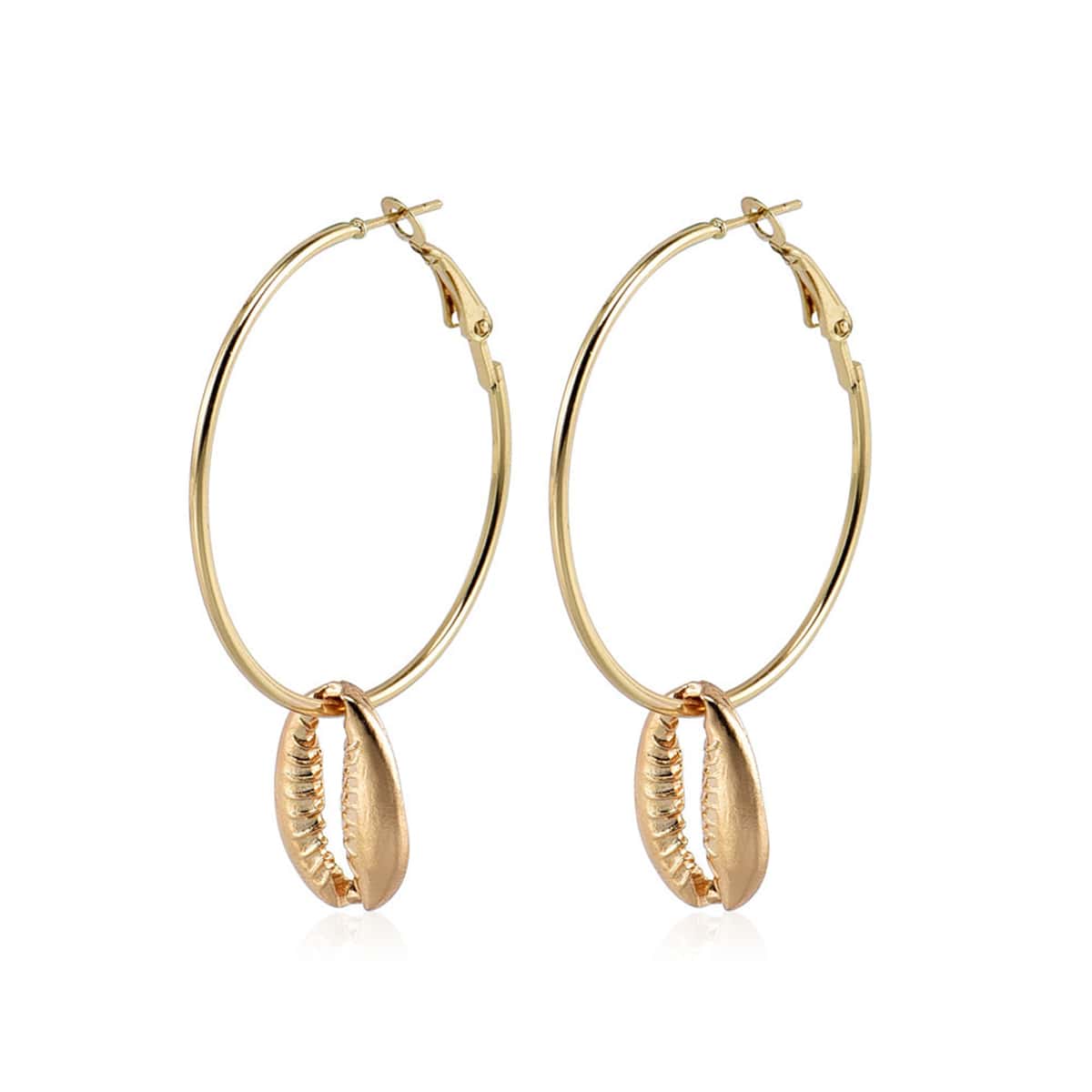 

Shell Charm Hoop Earrings, Gold