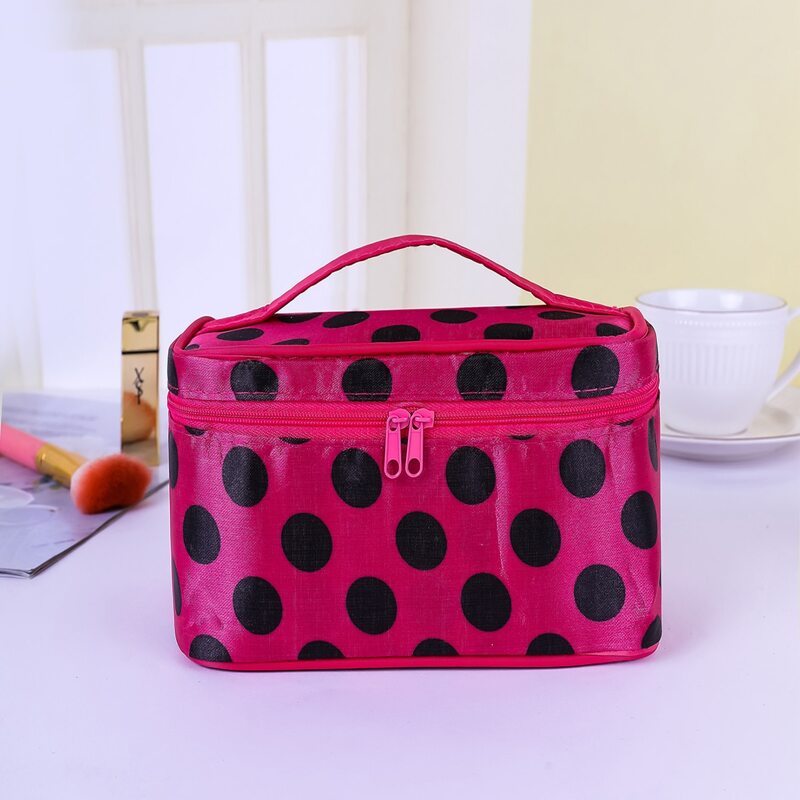 

Polka Dot Zipper Makeup Bag, Hot pink