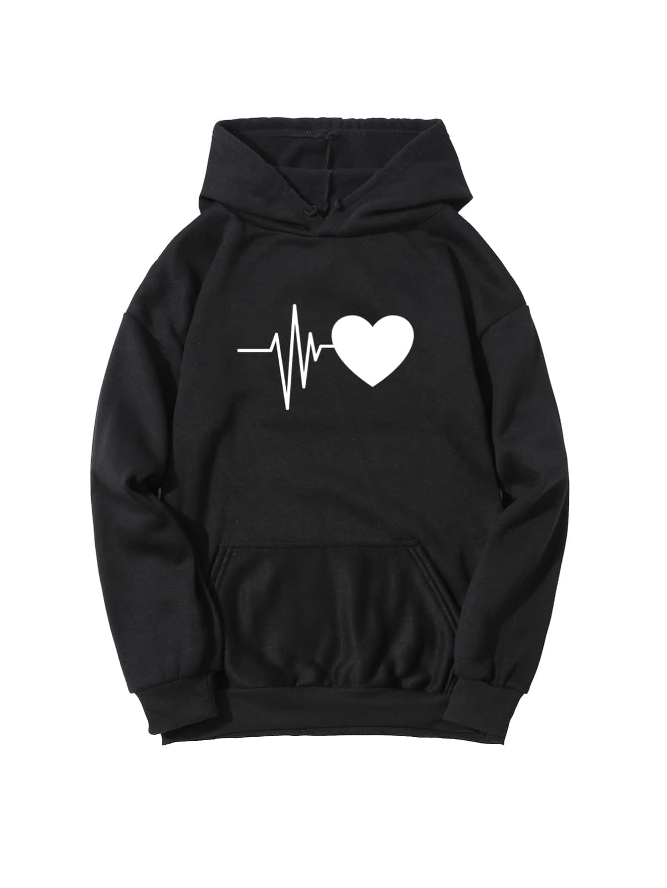 Heart Print Drawstring Hoodie thumbnail