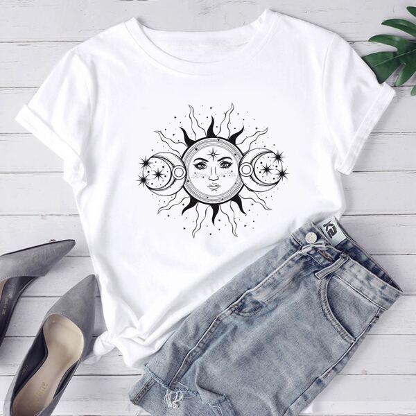 

Graphic Print Crew Neck Tee, White