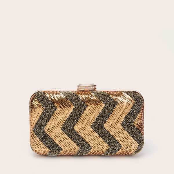 

Glitter & Sequin Decor Box Bag, Gold