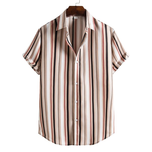 

Men Vertical Striped Button Up Shirt, Multicolor