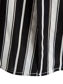 Manfinity Homme Áo sơ mi Nam Nút phía trước Sọc Sẵn sàng - Đen và trắng - Xem 5