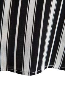 Manfinity Homme Áo sơ mi Nam Nút phía trước Sọc Sẵn sàng - Đen và trắng - Xem 7