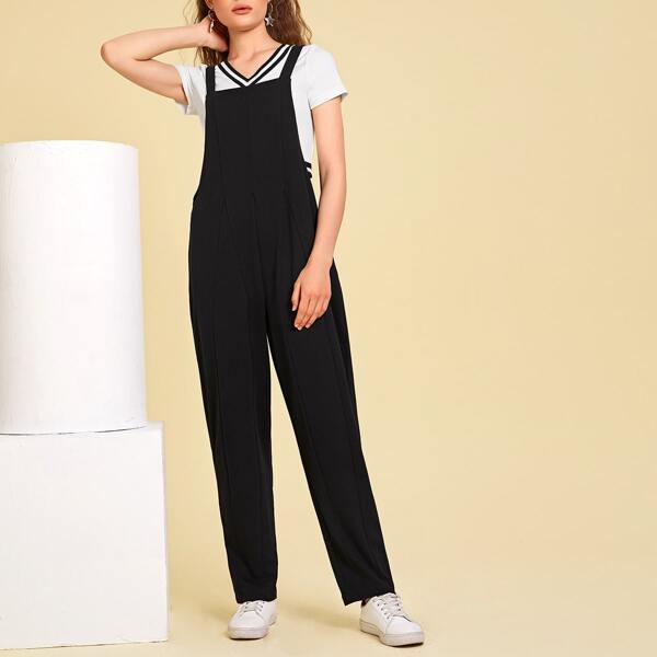 

Solid Overall Jumpsuit Without Tee, Black