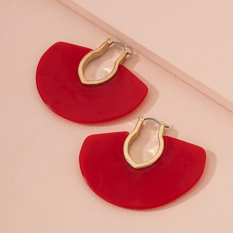 

Red Fan Hoop Earrings