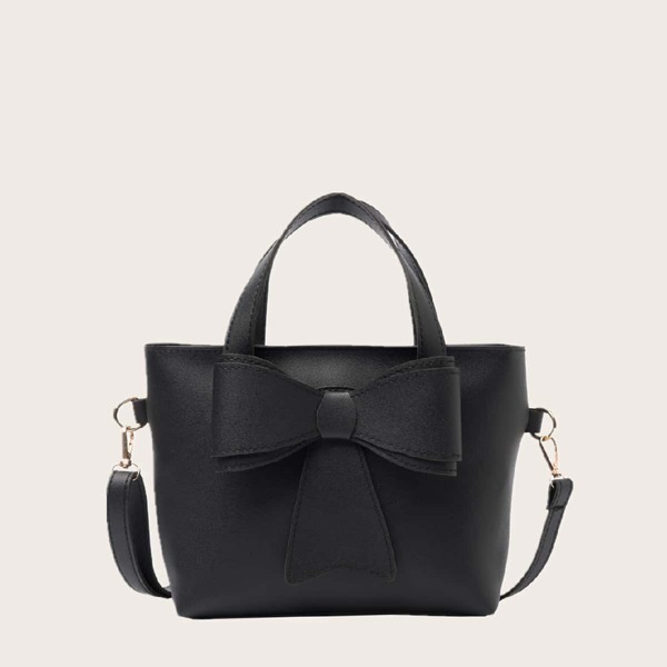 

Bow Decor Satchel Bag, Black