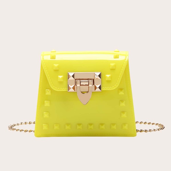 

Mini Rivet Decor Chain Bag, Yellow
