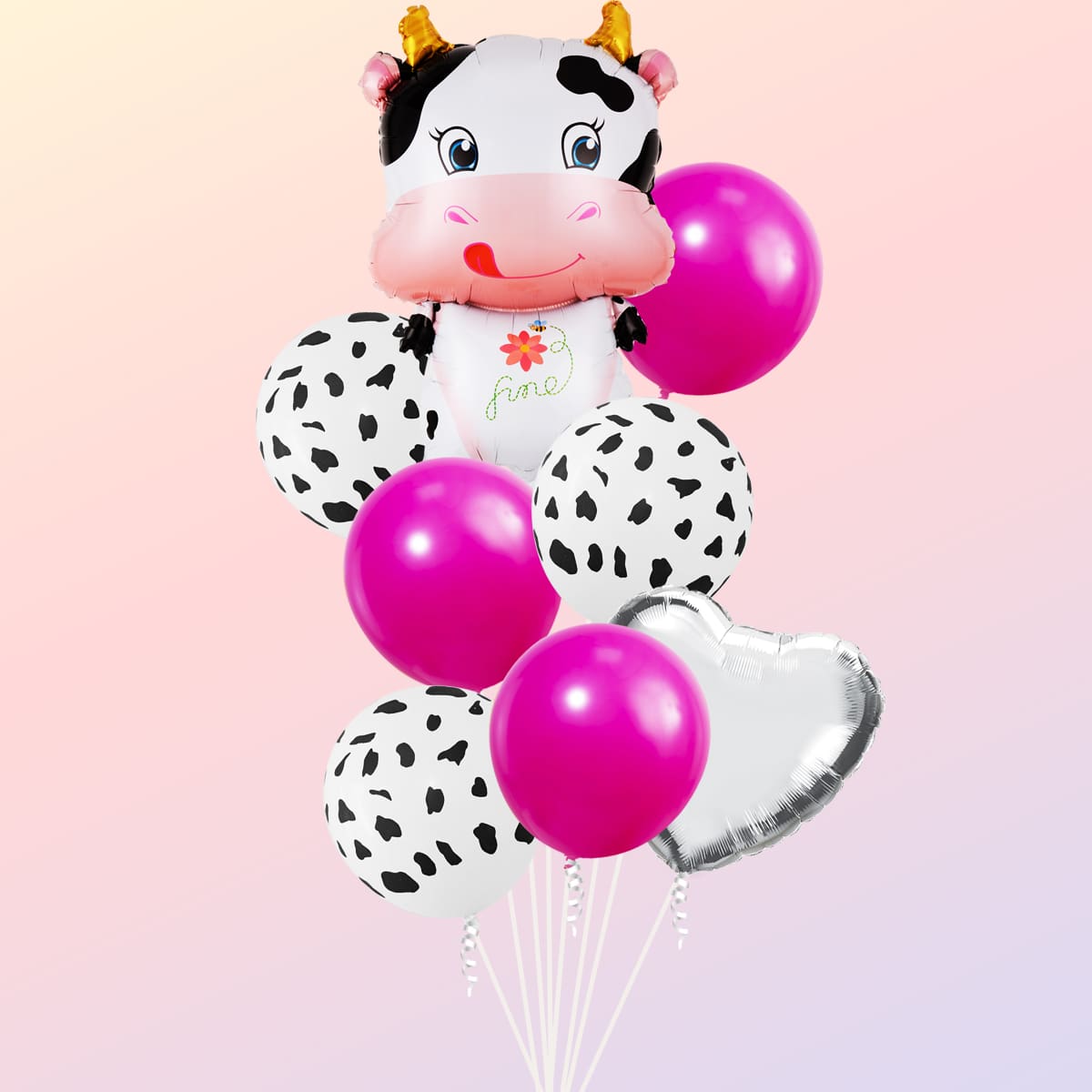 

10pcs Cartoon Cow Balloon Set, Multicolor