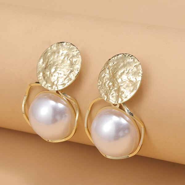 

Faux Pearl Decor Earrings, White