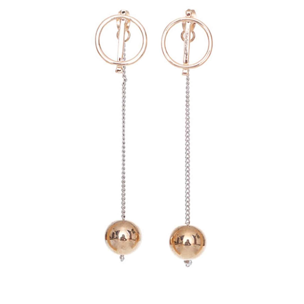 

Chain Linked Ball Drop Earrings, Gold