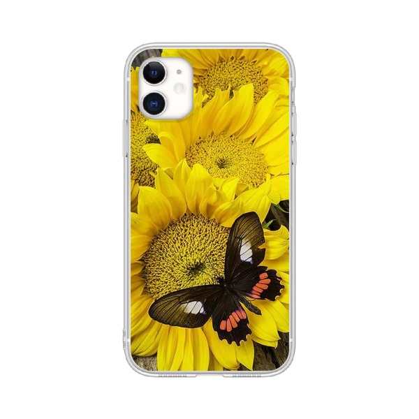 

Чехол для iPhone с принтом подсолнуха и бабочки, Многоцветный