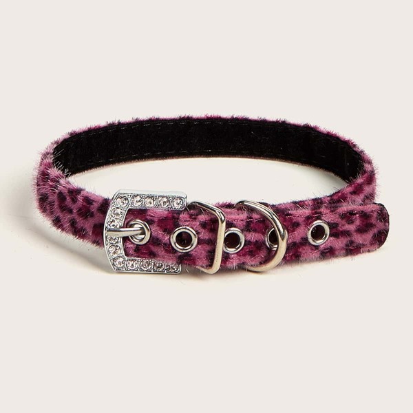 

Rhinestone Decor Leopard Pet Collar, Multicolor