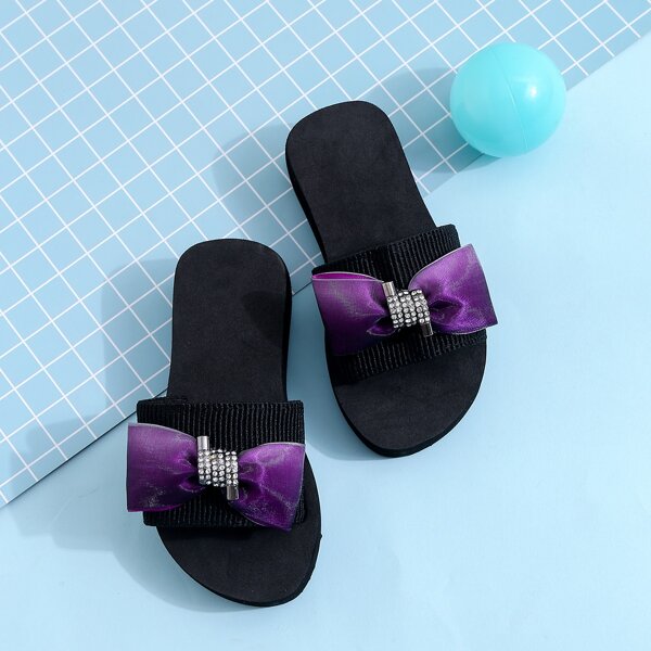 

Toddler Girls Rhinestone Decor Wide Fit Slides, Purple
