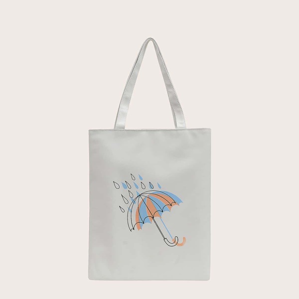 

Umbrella Print Shopper Bag, White