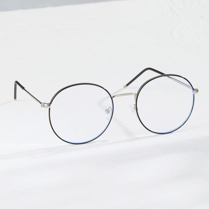 

Guys Round Frame Anti-blue Light Glasses, Clear