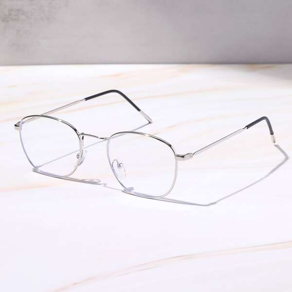 

Men Metal Frame Eyeglasses, Silver
