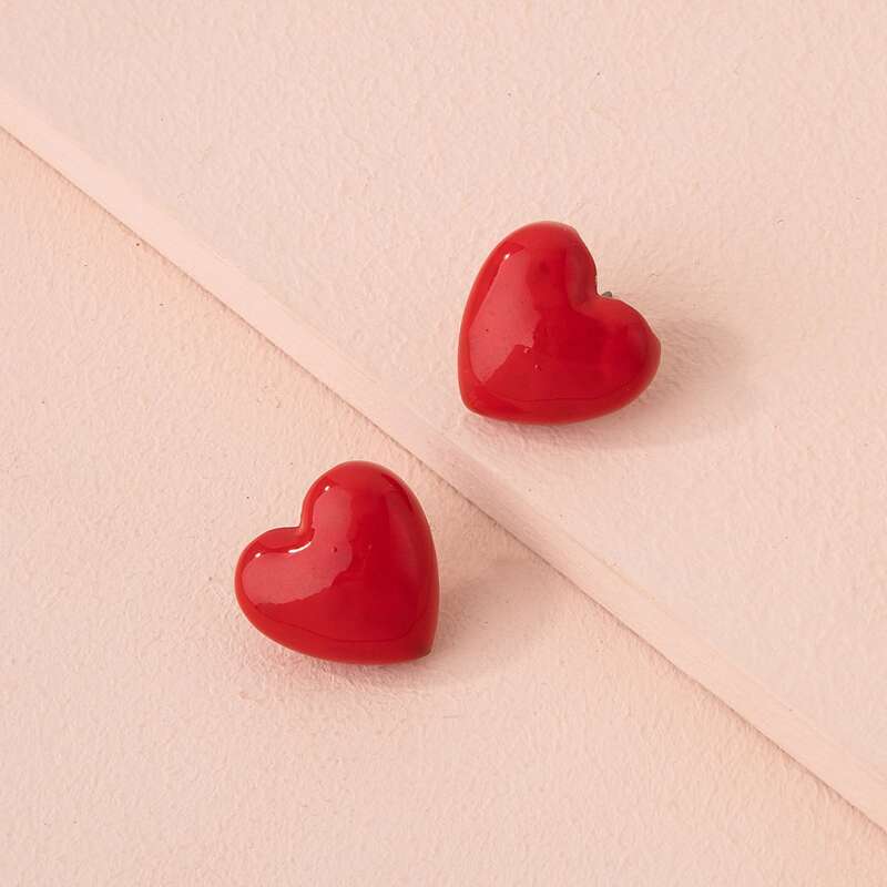 

Heart Design Earrings, Red