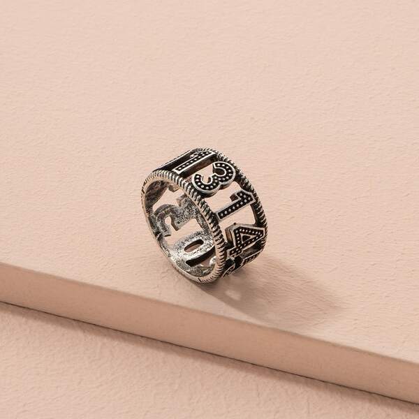 

Arabic Numerals Detail Ring, Antique silver