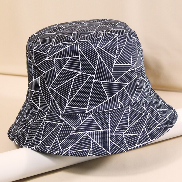 

Men Geo Pattern Reversible Bucket Hat, Black