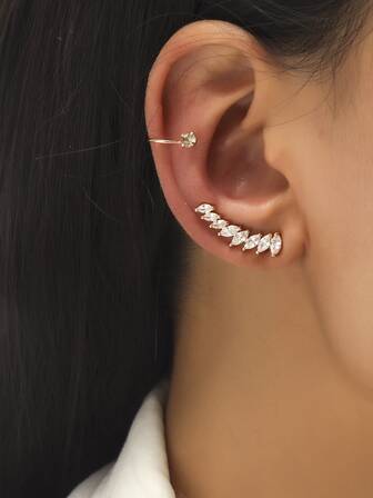 اقراط مزخرفة بحجر الراين 2 قطع