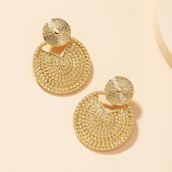 

Textured Round Drop Earrings, Gold
