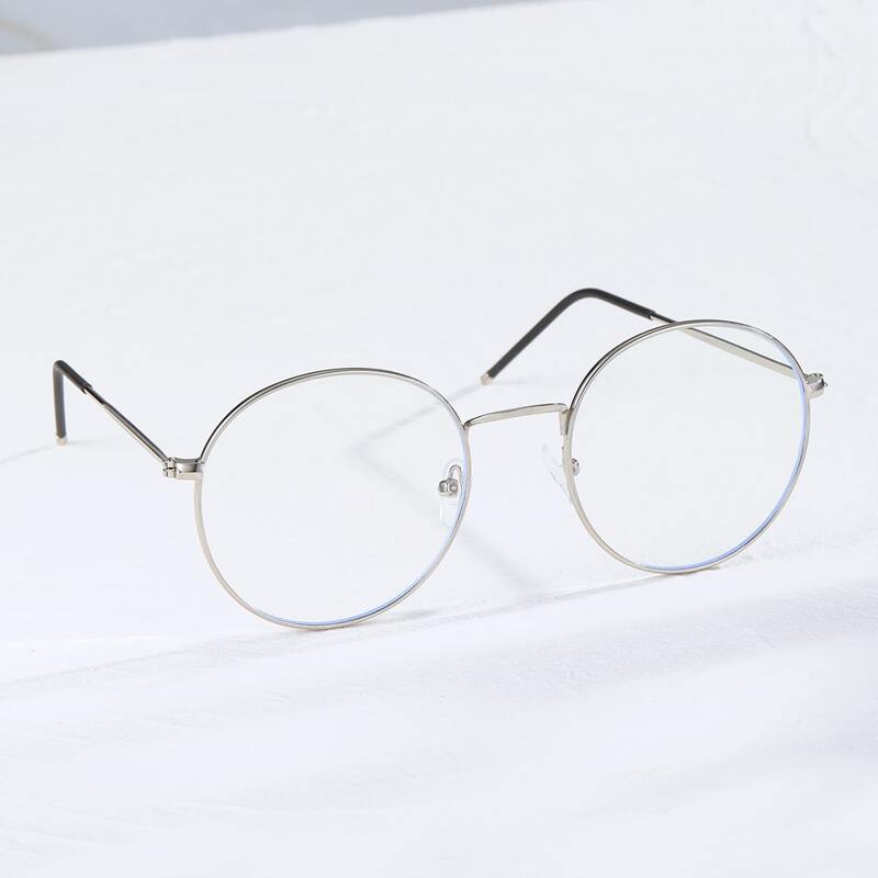 

Guys Round Frame Anti-blue Light Glasses, Clear