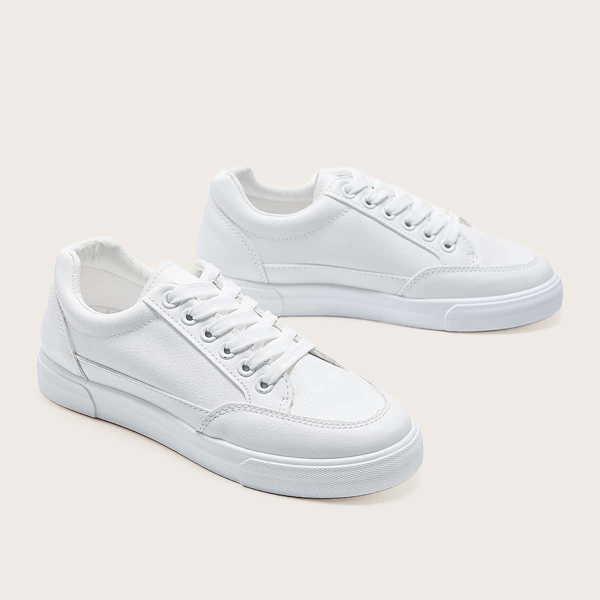 

Plain Lace-up Front Skate Shoes, White