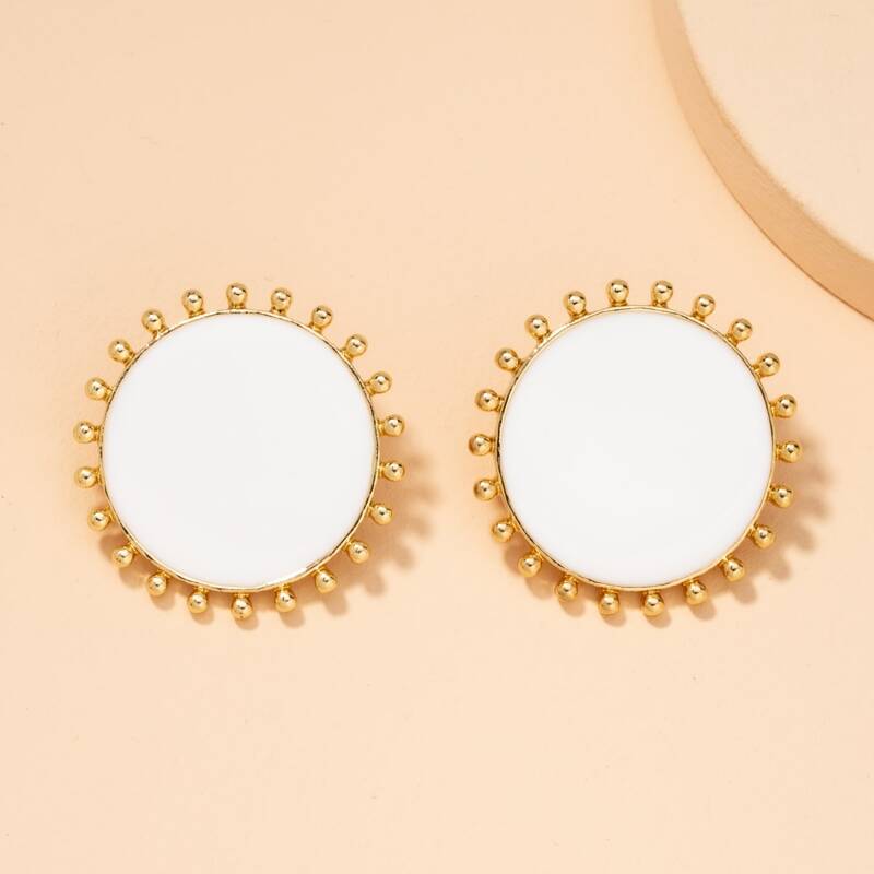 

Minimalist Round Earrings, White
