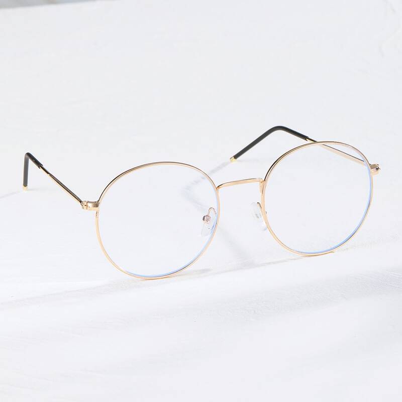 

Guys Round Frame Anti-blue Light Glasses, Clear