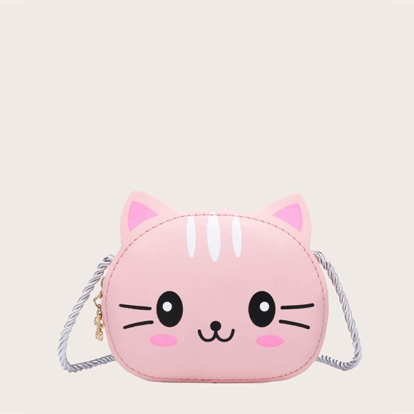 

Girls Cartoon Cat Design Crossbody Bag, Pink